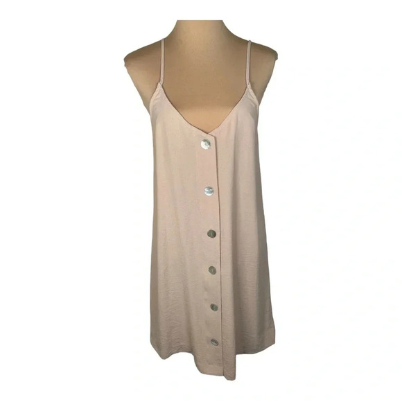 💜 Entro Summer Spaghetti Strap Button Down V Neck Sleeveless Casual Mini Dress - Picture 3 of 9